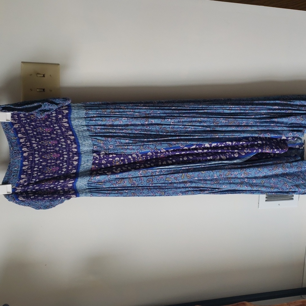 Three Days Boho Maxi sundress with off the shoulder sleeves and smocked tube top